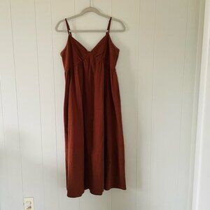 SHEIN Brown Midi Dress with Spaghetti Straps